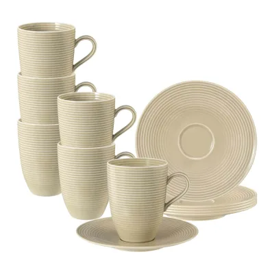 Seltmann Weiden Henkelbecher mit Untertassen Beat Color Glaze 350 ml 6er Set