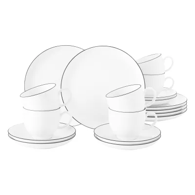 Seltmann Weiden Kaffeeservice rund Lido Black Line 18-tlg.