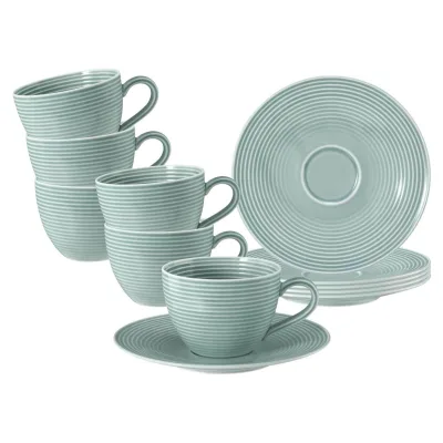 Seltmann Weiden Kaffeetassen mit Untertassen Beat Color Glaze 260 ml 6er Set
