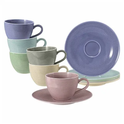 Seltmann Weiden Kaffeetassen mit Untertassen Beat Color Glaze 260 ml 6er Set