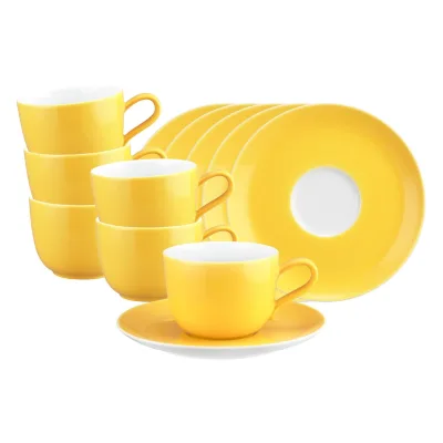 Seltmann Weiden Kaffeetassen mit Untertassen Liberty Pure Colors 260 ml 6er Set