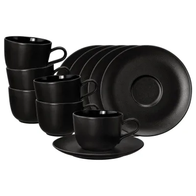 Seltmann Weiden Kaffeetassen mit Untertassen Liberty Velvet Black 260 ml 6er Set