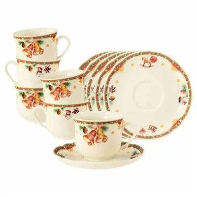 Seltmann Weiden Kaffeetassen mit Untertassen Marieluise Weihnachtsnostalgie 230 ml 12er Set