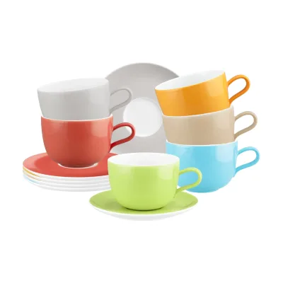 Seltmann Weiden Milchkaffeetassen mit Untertassen Liberty Pure Colors 380 ml 6er Set