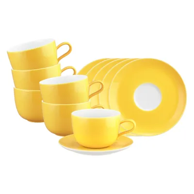 Seltmann Weiden Milchkaffeetassen mit Untertassen Liberty Pure Colors 380 ml 6er Set