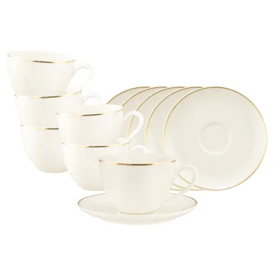 Seltmann Weiden Milchkaffeetassen mit Untertassen Savona Goldlinie 340 ml 6er Set