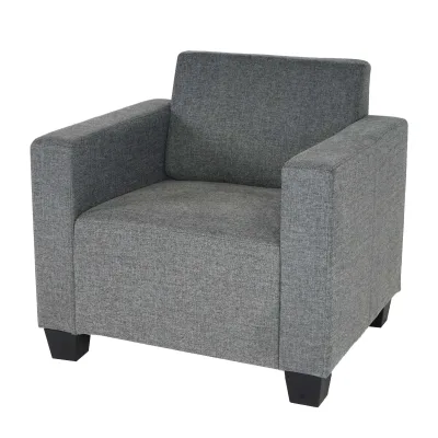Sessel Loungesessel Moncalieri, Stoff/Textil ~ grau