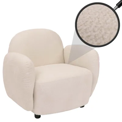 Sessel MCW-P33, Lounge-/Relax-/Cocktailsessel Polstersessel, Stoff/Textil Chenille (330 g/m²) ~ creme