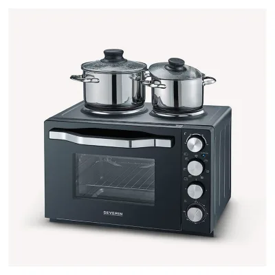 SEVERIN TO 2074 KLEINKÜCHE (2500 W, 30 l, schwarz, Oberhitze und Unterhitze, mit Umluft, Timer, Drehspieß, Backblech)
