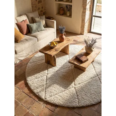 Shaggy-Teppich Polypropylen Creme 160x160 cm - ATRIO   Kadima Design