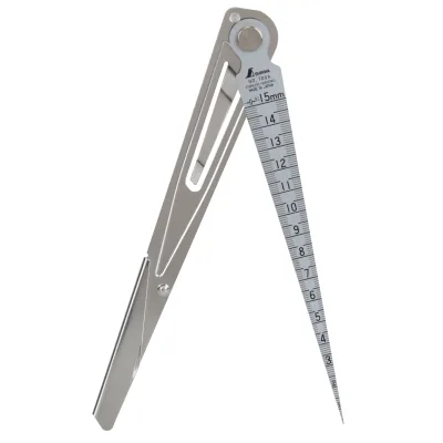 Shinwa 32789 Schweißkegel, Fühlerlehre, Tiefenlineal 1–15 mm, mit Clip-Halter