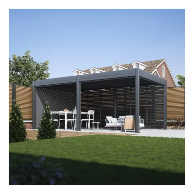 Sichtschutzrollo für Pergola Pavillon mit Lamellen Dach Oasis anthrazit
