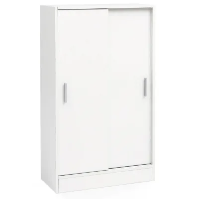 Sideboard 60cm Weiß mit 2 Schiebetüren Aktenschrank Kommode in modernem Design