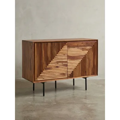 Sideboard – Massivholz/Metall, 100x71x40 cm, 2 Türen, modern