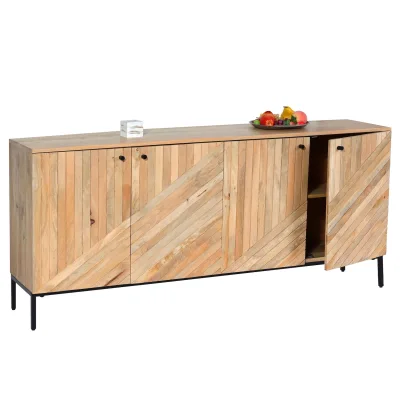 Sideboard MCW-L95, Kommode Schrank Anrichte, Massiv-Holz Mango 79x176x42cm MVG-zertifiziert, natur