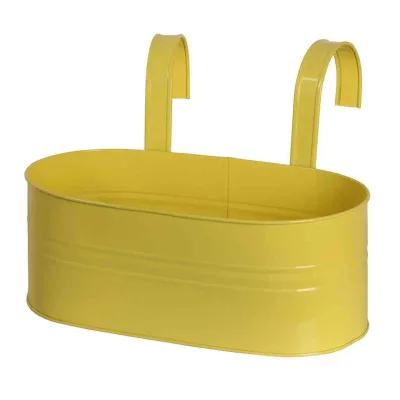 Siena Garden Blumenkasten oval, gelb, 39 x 16,5 x 14,5 cm Stahlblech, mit fest mont