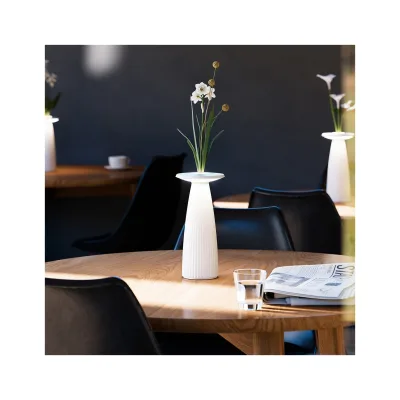 SIGOR Blumenvase Akku-Tischleuchte LED Nuflair 24cm Flex-Mood IP54 USB-C dimmbar schneeweiß