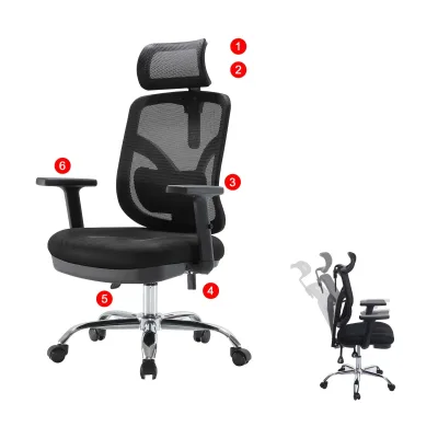 SIHOO Bürostuhl Schreibtischstuhl, ergonomisch, verstellbare Lordosenstütze und Armlehne ~ schwarz