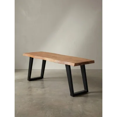 Sitzbank – Akazie Massivholz/Metall, 120x40x45,5 cm, mit Baumkante, U-Beine
