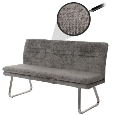 Sitzbank MCW-H70, Esszimmerbank Bank Polsterbank, Lehne Stoff/Textil Chenille Edelstahl gebürstet 160cm ~ dunkelgrau