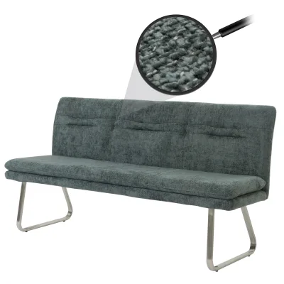Sitzbank MCW-H70, Esszimmerbank Bank Polsterbank, Lehne Stoff/Textil Chenille Edelstahl gebürstet 180cm ~ blau-grün