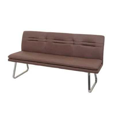 Sitzbank MCW-H70, Esszimmerbank Bank Polsterbank, Rückenlehne Stoff/Textil Edelstahl gebürstet ~ braun 180cm