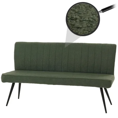 Sitzbank MCW-K16, Esszimmerbank Bank Polsterbank, Rückenlehne Stoff/Textil Bouclé Metall 160cm ~ grün