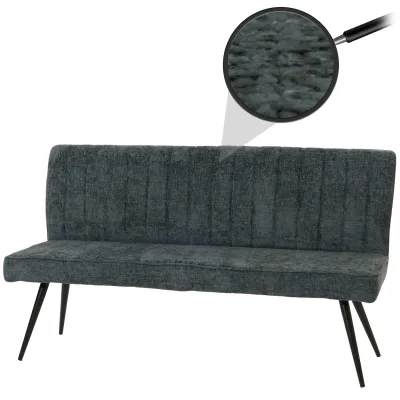 Sitzbank MCW-K16, Esszimmerbank Bank Polsterbank, Rückenlehne Stoff/Textil Chenille Metall 160cm ~ blau-grün