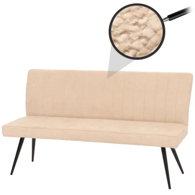 Sitzbank MCW-K16, Esszimmerbank Bank Polsterbank, Rückenlehne Stoff/Textil Chenille Metall 160cm ~ creme-beige