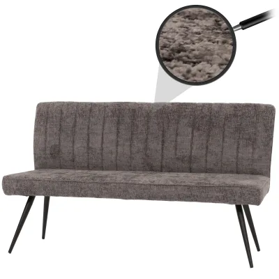 Sitzbank MCW-K16, Esszimmerbank Bank Polsterbank, Rückenlehne Stoff/Textil Chenille Metall 160cm ~ grau-braun