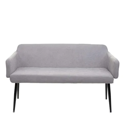 Sitzbank MCW-L13, Esszimmerbank Bank Polsterbank Garderobenbank Rückenlehne Armlehne Stoff/Textil 133cm ~ grau