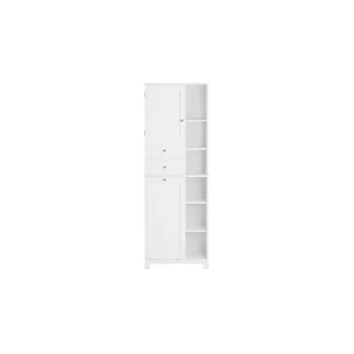 SoBuy Badezimmer-Hochschrank mit 2 Schubladen Weiß 60x37x171cm Nordisch