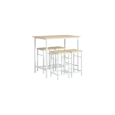 SoBuy Bartisch-Set mit 4 Hockern, 5-teilig Holzfarbe 100x60x87cm Industriell
