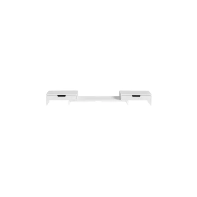 SoBuy Bildschirmerhöhung mit 2 Schubladen Weiß 106x22x11cm Funktional