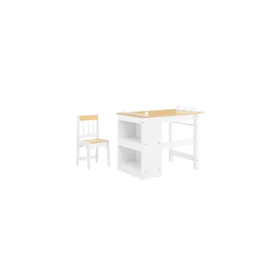 SoBuy Kindertisch mit Stuhl und 1 Ablage Weiß 80x45x66cm Nordisch