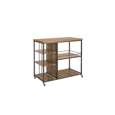 SoBuy Kücheninsel mit 5 Fächern Braun 110x45x91cm Industriell
