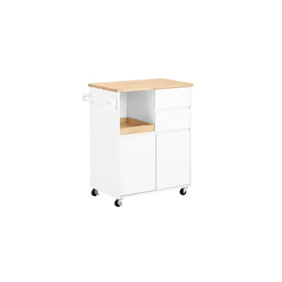 SoBuy Küchenwagen mit 2 Schubladen Holzfarbe 42,01x72,01x84cm Modern