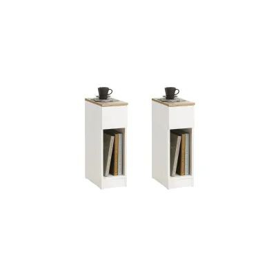 SoBuy Nachttisch-Set 2er mit 1 Schublade Weiß 20x35x60cm Modern