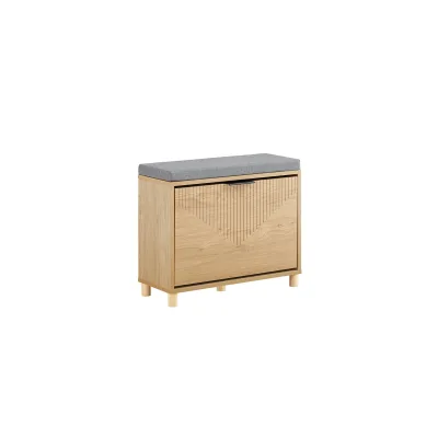 SoBuy Schuhbank mit 1 Tür Holzfarbe 60x24x50cm Modern