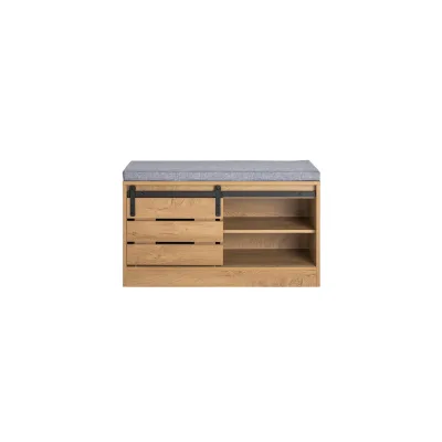 SoBuy Schuhbank mit 2 Türen Holzfarbe 80x35x48cm Vintage
