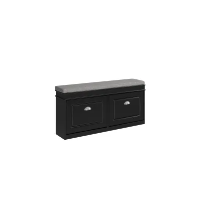 SoBuy Schuhbank mit 2 Türen Schwarz 104x24x52cm Funktional