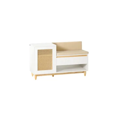 SoBuy Schuhbank mit einer Schublade Weiß 100x35x60cm Rustikal
