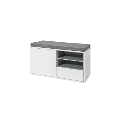 SoBuy Schuhbank mit einer Schublade Weiß 80x35x46cm Modern