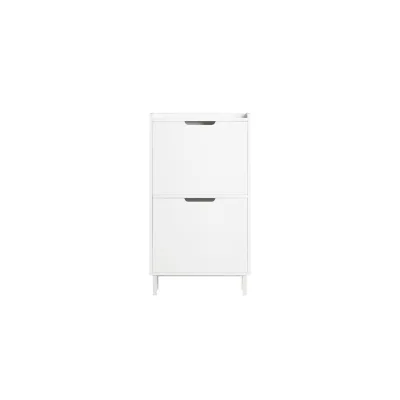SoBuy Schuhschrank mit 2 Schubladen Weiß 50x19x90cm Minimalistisch