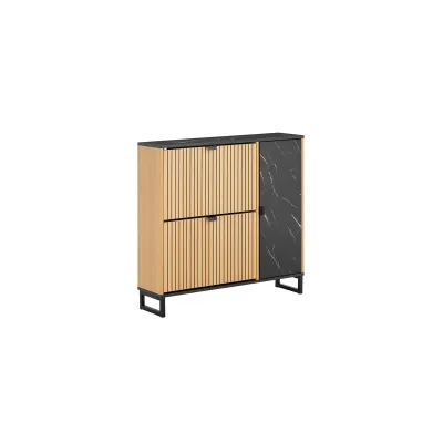 SoBuy Schuhschrank mit 2 Türen Holzfarbe 90x24x88,5cm Modern