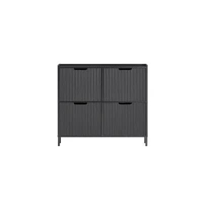 SoBuy Schuhschrank mit 4 Schubladen Schwarz 100x47x91cm Modern