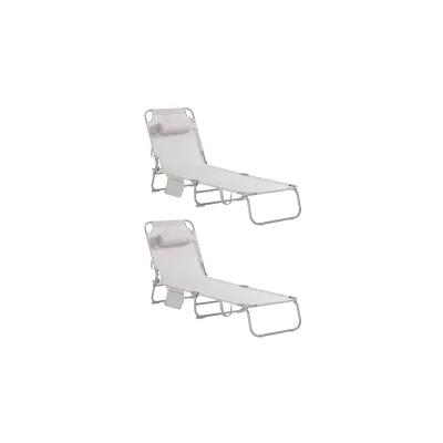 SoBuy Sonnenliegen 2er-Set Beige 167x56x81cm Minimalistisch