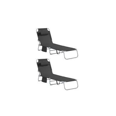 SoBuy Sonnenliegen 2er-Set Schwarz 167x56x81cm Modern