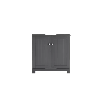 SoBuy Waschbeckenunterschrank mit 2 Türen Dunkelgrau 60x30x60cm Funktional