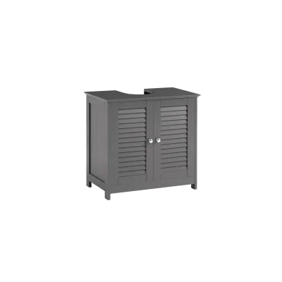 SoBuy Waschbeckenunterschrank mit 2 Türen Dunkelgrau 60x35x58cm Modern